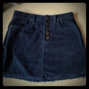 Navy Blue Corduroy Mini Skirt